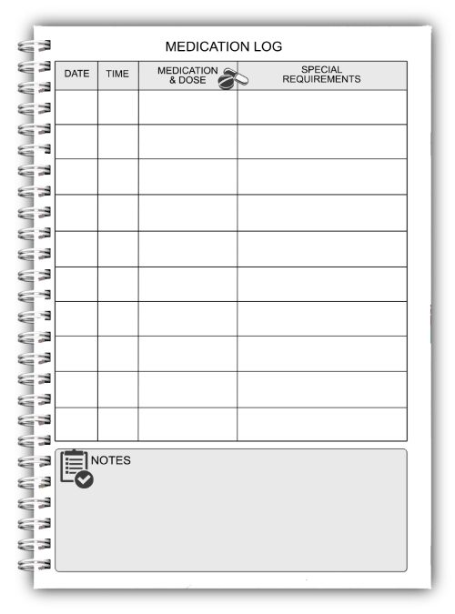 A5 Personalised Medication Log Books