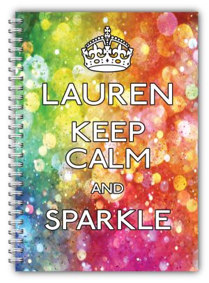 PERSONALISED NOTEBOOKS /50 LINED PAGES/KEEP CALM A5 NOTEBOOK/ GIFT SPARKLE