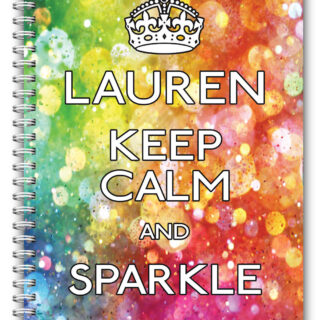 PERSONALISED NOTEBOOKS /50 LINED PAGES/KEEP CALM A5 NOTEBOOK/ GIFT SPARKLE