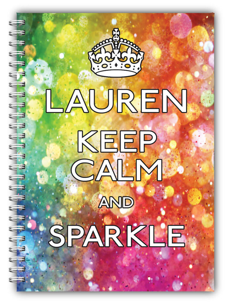 PERSONALISED NOTEBOOKS /50 LINED PAGES/KEEP CALM A5 NOTEBOOK/ GIFT SPARKLE