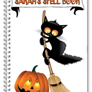 A5 Personalised Black Cat Halloween Notebook