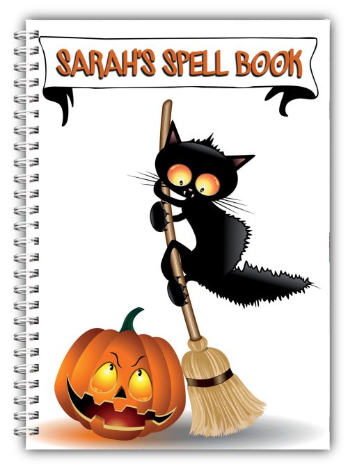 A5 Personalised Black Cat Halloween Notebook