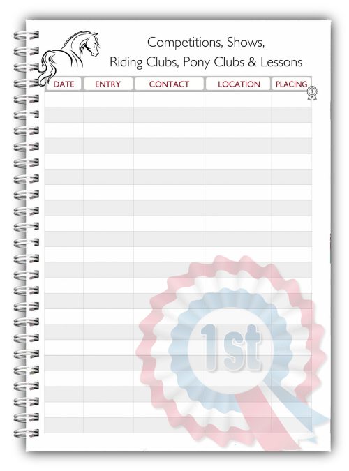 A5 Equestrian Equine Bit Planner Competition Log Book Diary - Image 2
