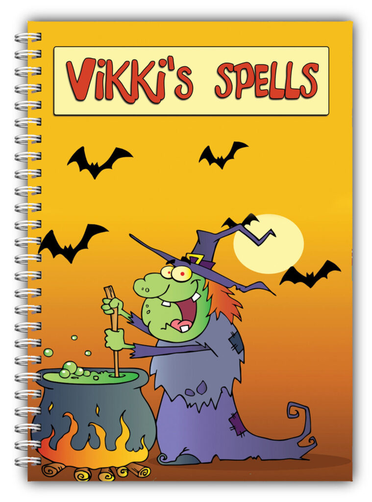 A5 Personalised Green Witch Halloween Notebook
