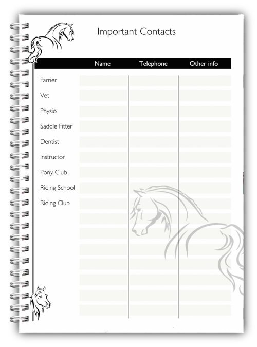 A5 Equestrian Cross Country Log Books