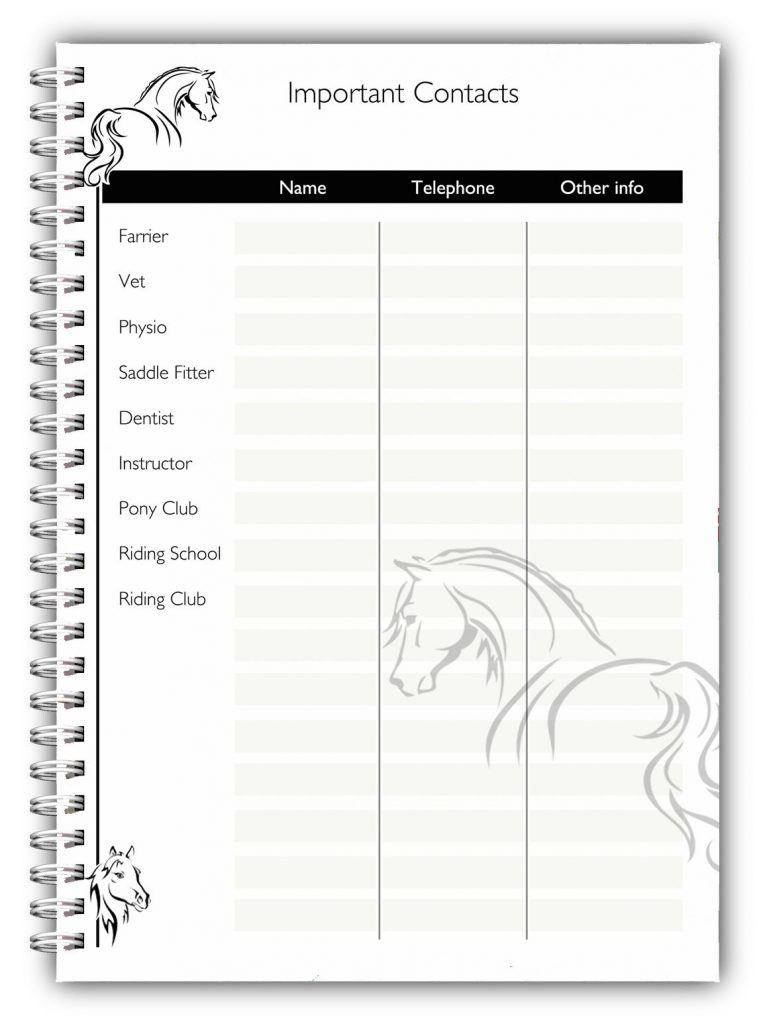 A5 Personalised Equine Horse Cross Country Competition Log Book