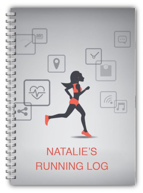 NEW A5 PERSONALISED RUNNING LOG BOOK DIARY 50 PAGES RUNNING LADY 01