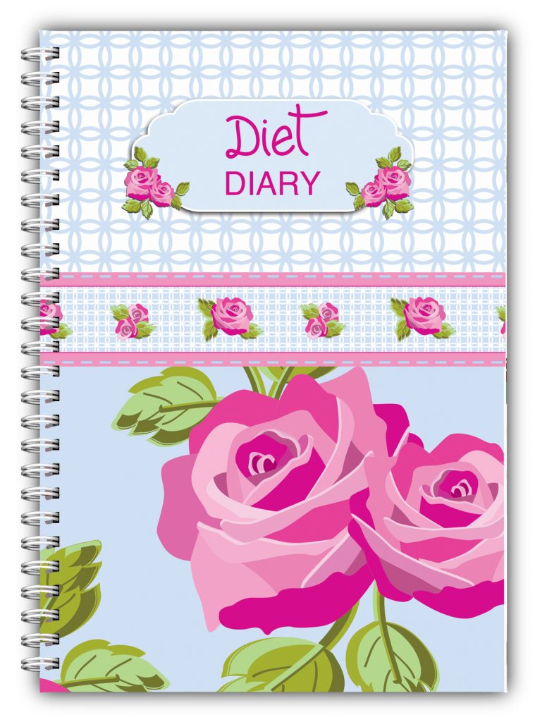A5 Non Personalised Diet Diary- Pink Roses