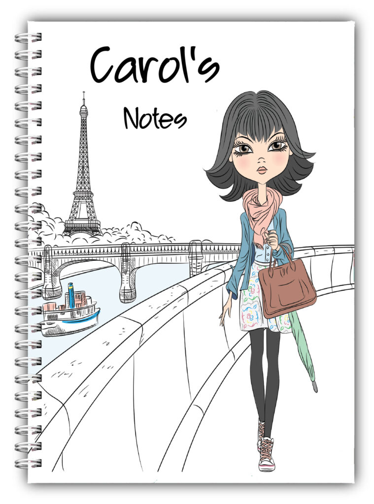 PERSONALISED GIFT NOTEBOOK A5/ PARIS GIRL LADY BOOK /50 LINED PAGES GIFT NOTES