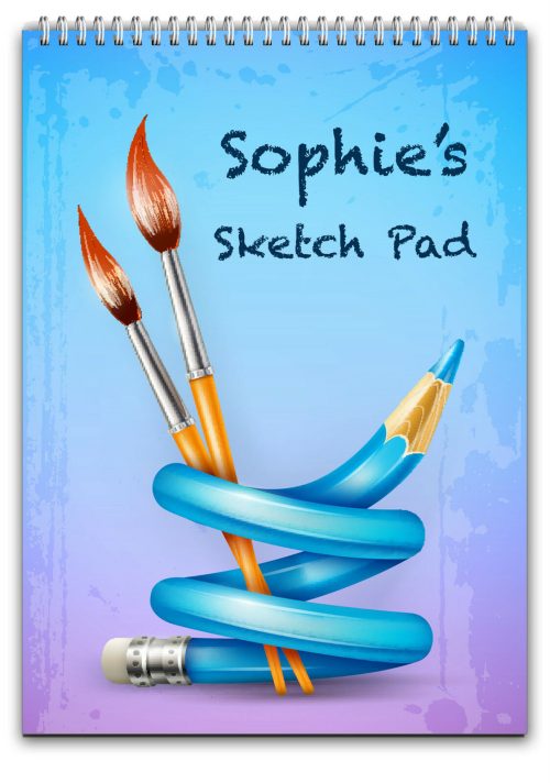 A4 Personalised Pencil & Paint Brushes Sketch Pad Drawing Book Pad