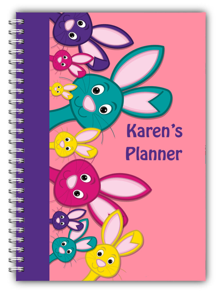 PERSONALISED KIDS DAILY PLANNER/MY FIRST PLANNER CHILDREN/A5 HOME SCHOOLING WORK RABBITS