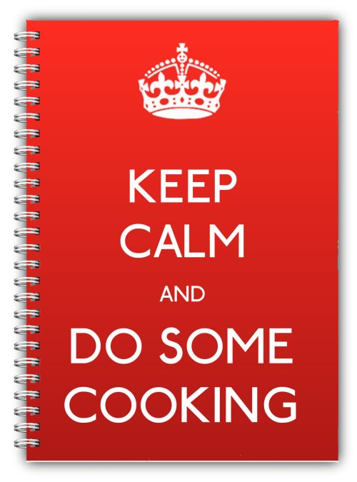 A5 NOTEBOOK /50 LINED PLAIN PAGES/KEEP CALM AND DO COOKING HER HIM RED NOTES