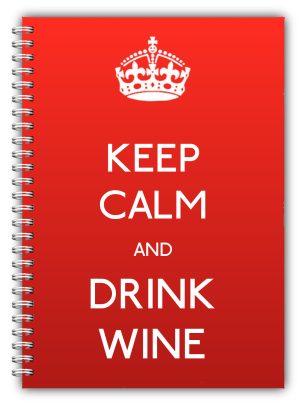 A5 NOTEBOOK /50 LINED PLAIN PAGES/KEEP CALM AND DRINK WINE HER HIM RED NOTES