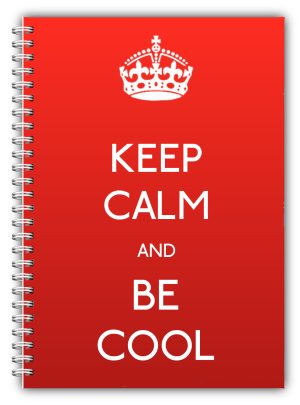 A5 NOTEBOOK /50 LINED PLAIN PAGES/KEEP CALM AND BE COOL GIFT HER HIM RED NOTES