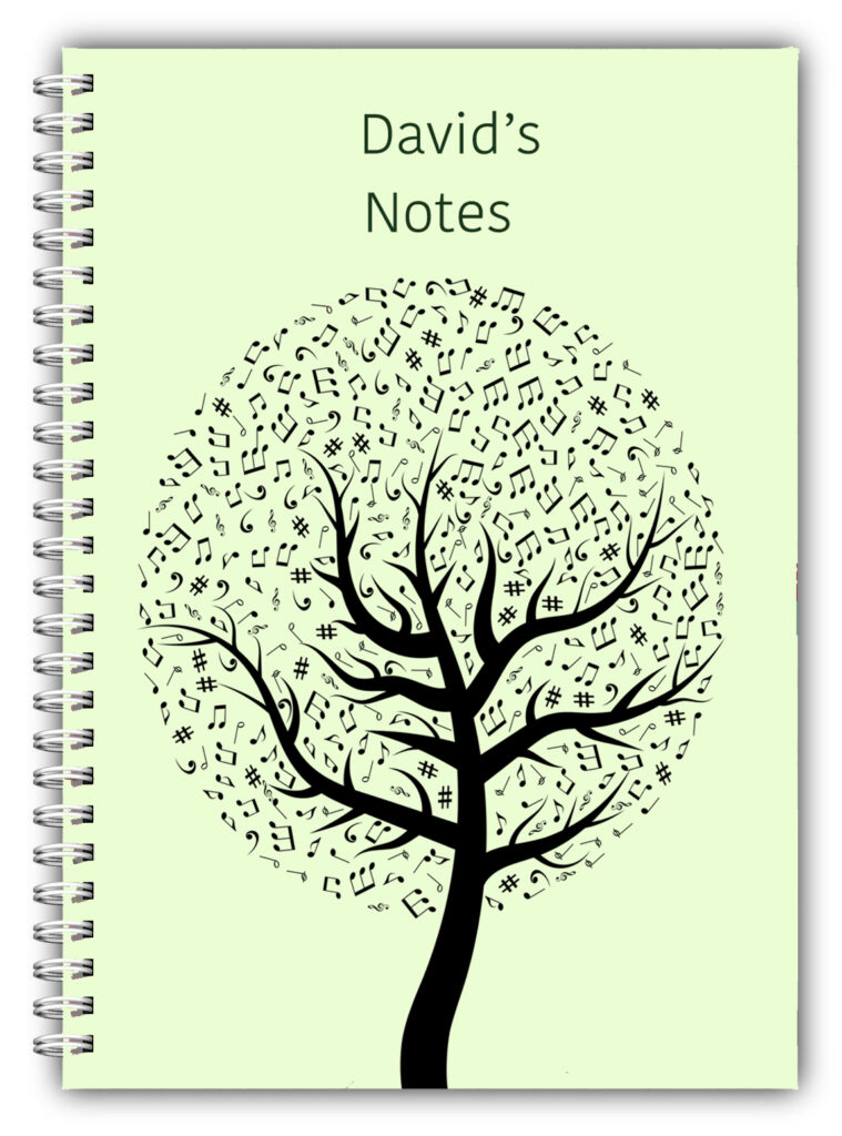 A5 NOTEBOOKS PERSONALISED/50 LINED PAGES / MUSIC NOTES TREE MUSIC STUDENT GIFT 2