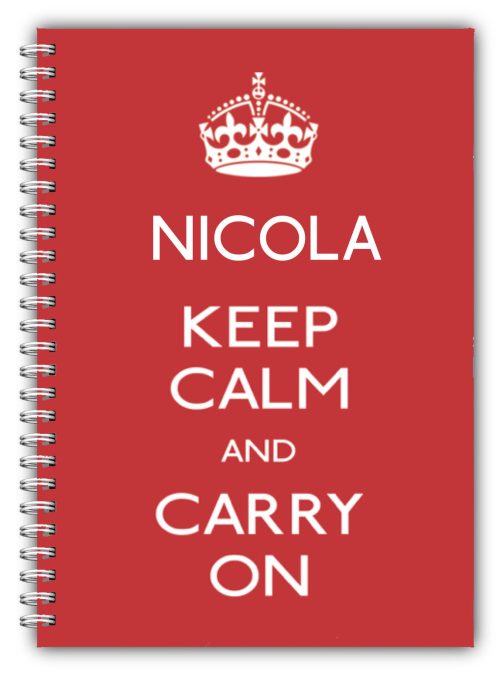 A5 NOTEBOOKS PERSONALISED/50 PAGES/KEEP CALM A5 NOTEBOOK/ GIFT CARRY ON RED