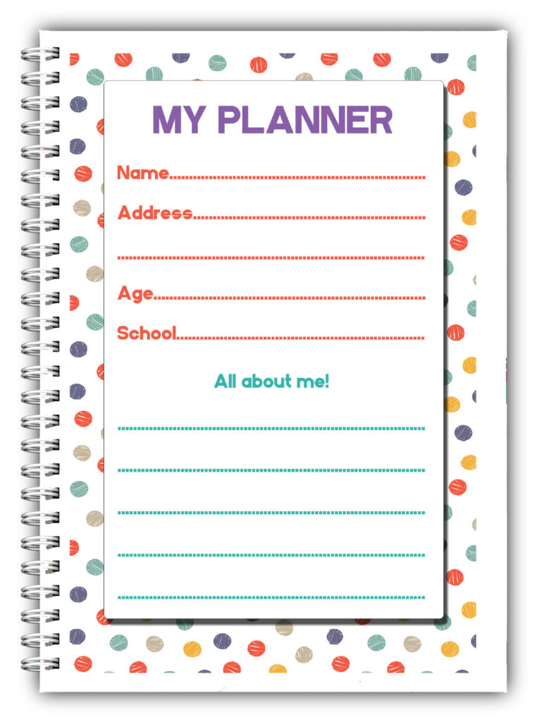 PERSONALISED KIDS DAILY PLANNER/MY FIRST PLANNER CHILDREN/A5 HOME SCHOOLING WORK 02