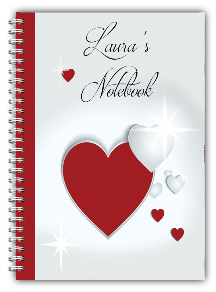 A5 PERSONALISED NOTE BOOK VALENTINES GIFT/ A5 NOTEBOOKS/ 50 LINED PAGES/HEARTS 5