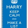 PERSONALISED NOTEBOOKS /50 PAGES/KEEP CALM A5 NOTEBOOK/ GIFT MAKE A LIST BLUE