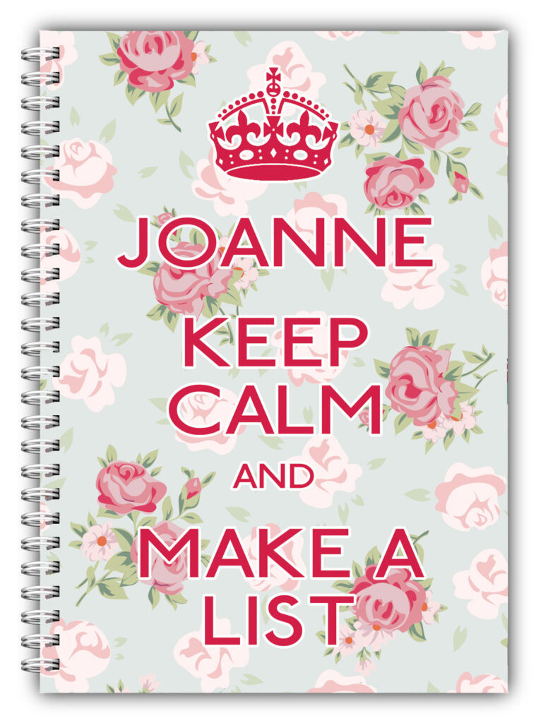 A5 NOTEBOOKS PERSONALISED/50 PAGES/KEEP CALM A5 NOTEBOOK/ GIFT MAKE A LIST FLORAL