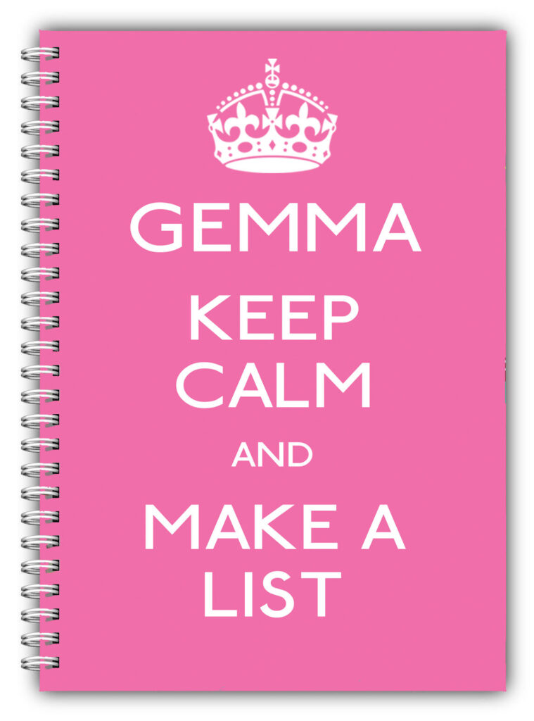A5 NOTEBOOKS PERSONALISED/50 PAGES / KEEP CALM & MAKE A LIST/ PINK