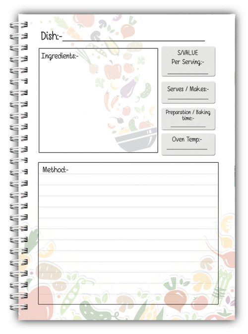 A5 RECIPE PLANNER/ PERSONAL RECIPE BOOK/YOUR OWN RECIPES/WEIGHT LOSS 05