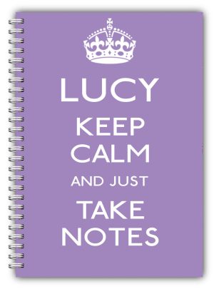 A5 PERSONALISED NOTEBOOK / KEEP CALM & TAKE NOTES / 50 BLANK PAPER/ PURPLE