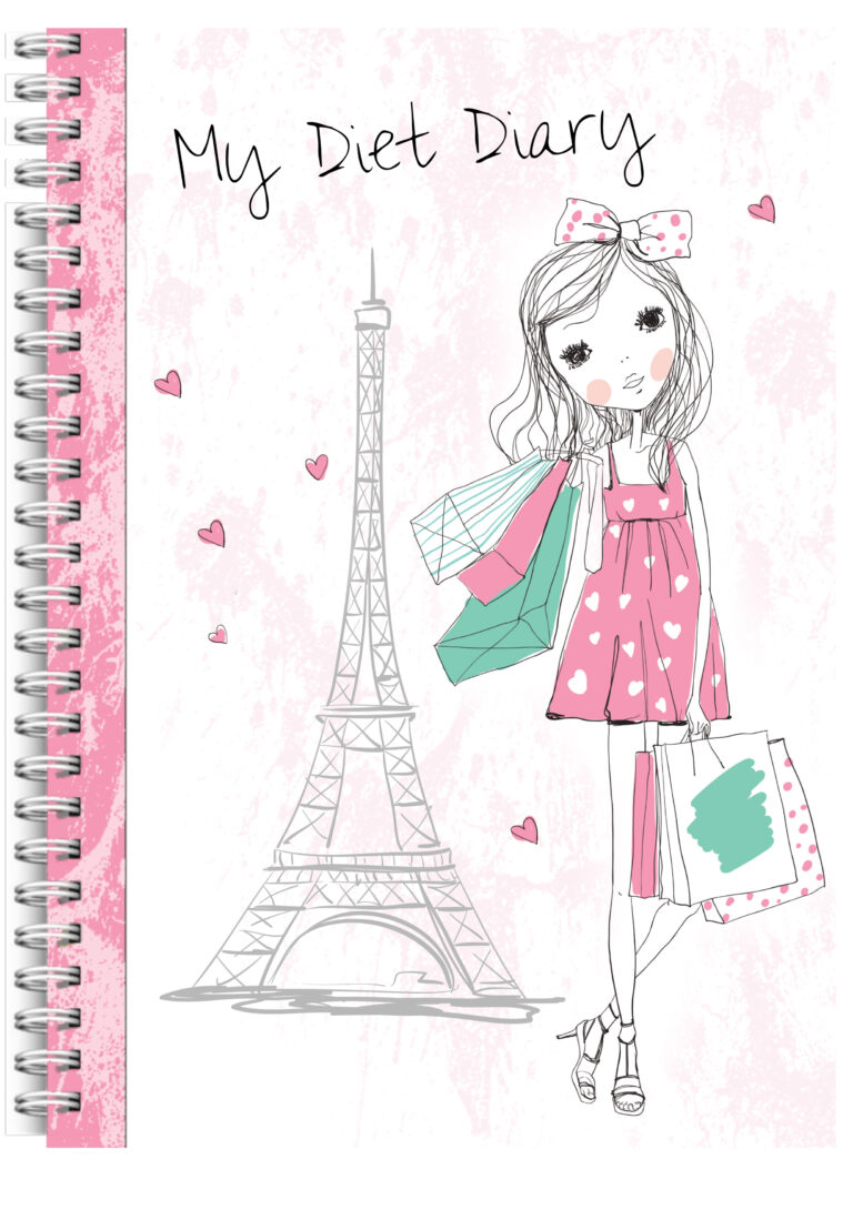 A5 Non Personalised Diet Diary -Paris Girl Shopping