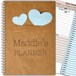 A5 Personalised 50 page Blue Heart Planner