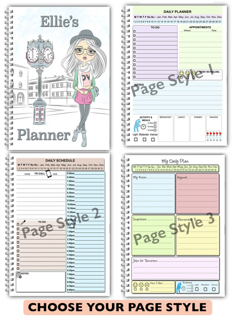 A5 Personalised 50 page Girl Planner