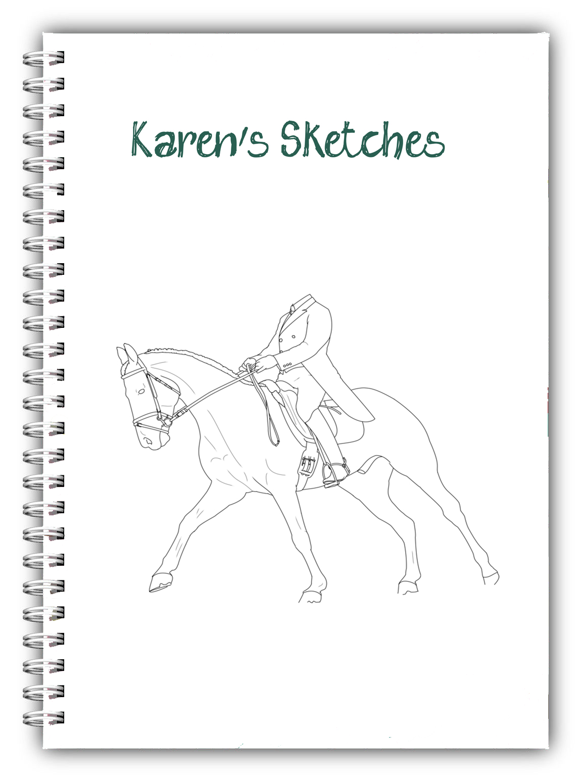 A5 personalised dressage horse and rider tailcoat drawing sketch pad book 1